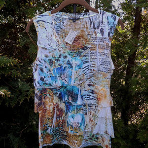 Boho Chic Tropical Multicolor Bunrnout Tank Top NWT